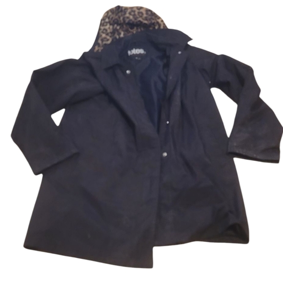 Totes hooded black leopard rain coat medium raincoat jacket - Picture 1 of 4